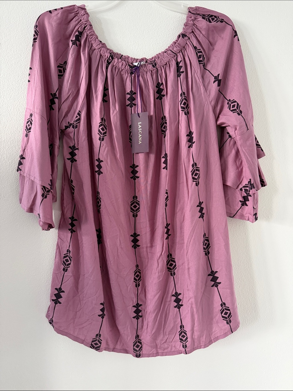 Lascana Purple Printed Peasant Tunic
